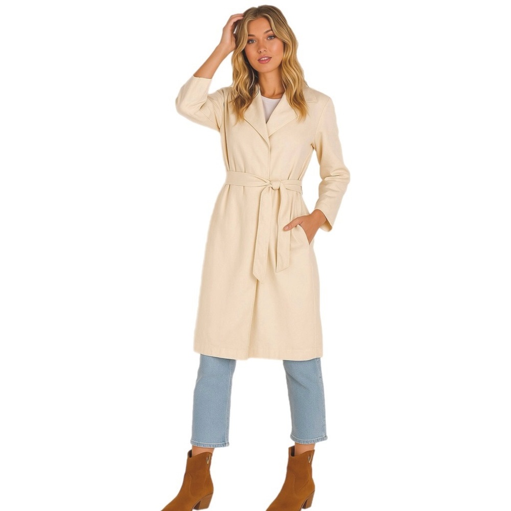Capulet Champagne Trench Lightweight Belted Coat Size M